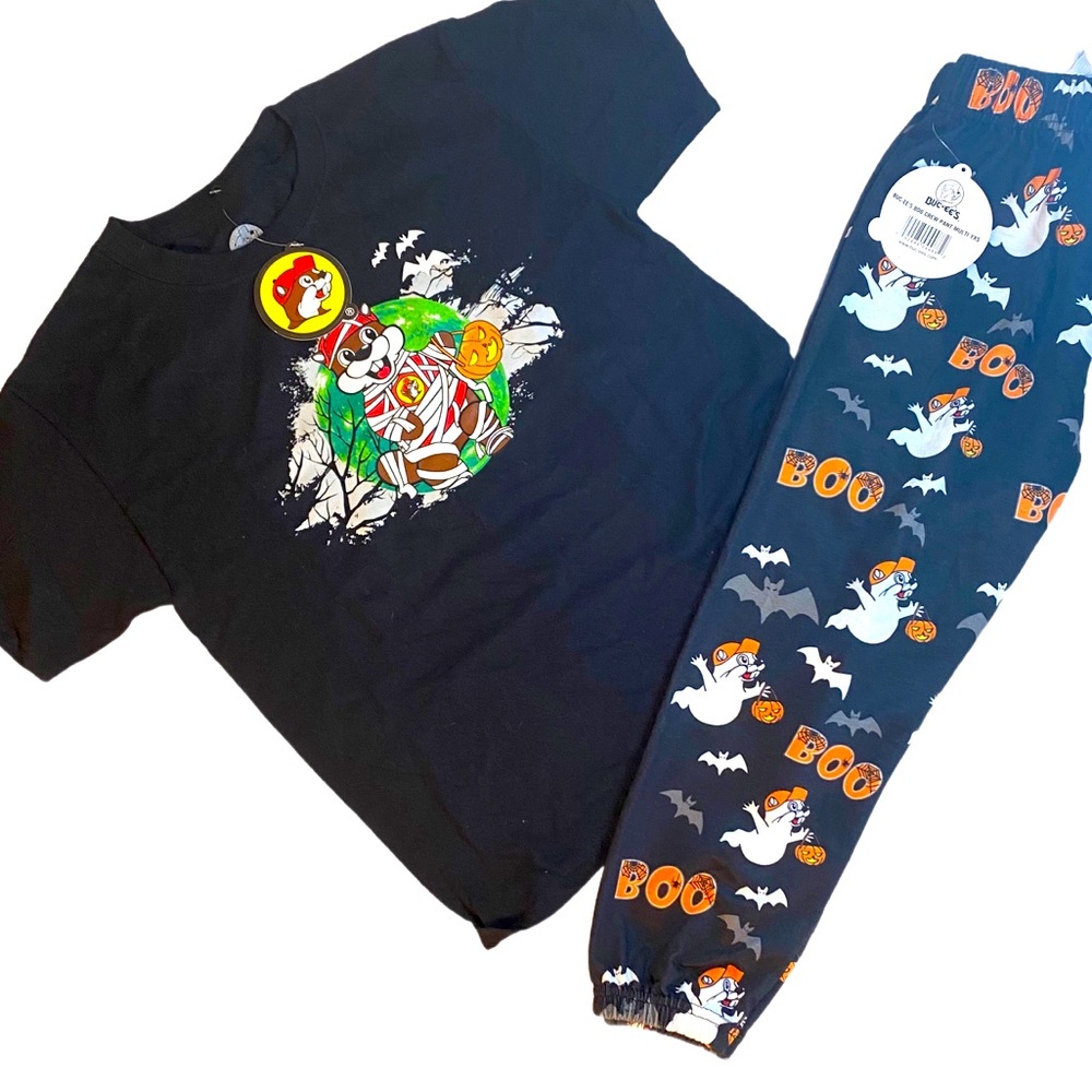 🎃SALE! NWT Buc-ees Boo Crew Glow In The Dark T-Shirt & Joggers Size XS